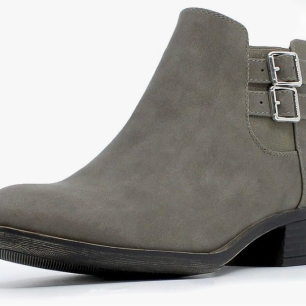 Nautica Double Buckle Olive Gray Ankle Boots Size 8